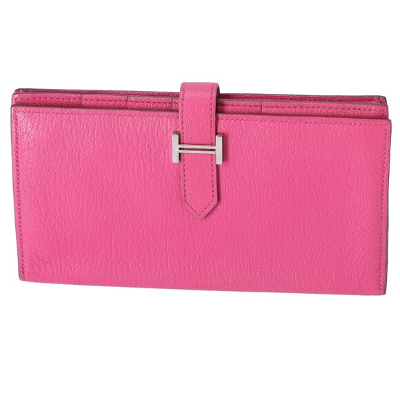 Hermes Bairn Soufflé Long Bifold Wallet Pink Rose Tyrien Chevre - Picture 1 of 6